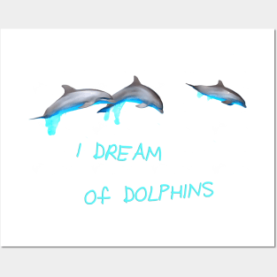 Cute Swimming Ocean Blue Jumping Dolphin Posters and Art